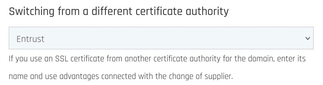 Switching from another certificate authority