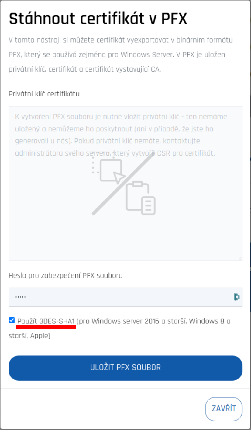 Creating PFX with weak 3DES-SHA1 encryption