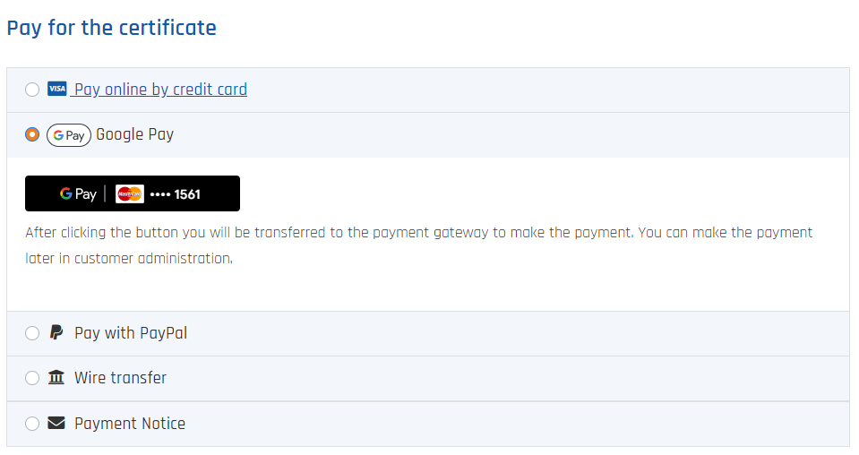 Confirmation of card payment assigned to Google account.