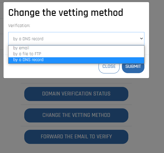 Change of the verification method