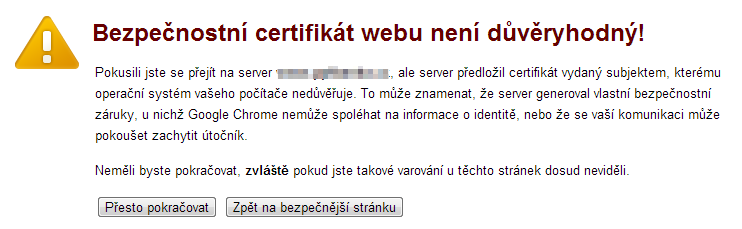 untrusted TLS certificate in browser