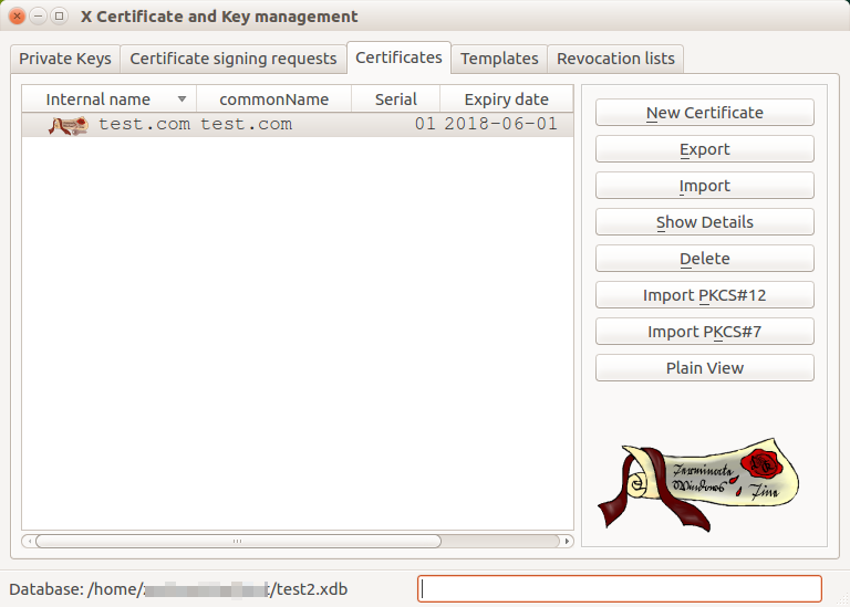 XCA program for managing encryption keys