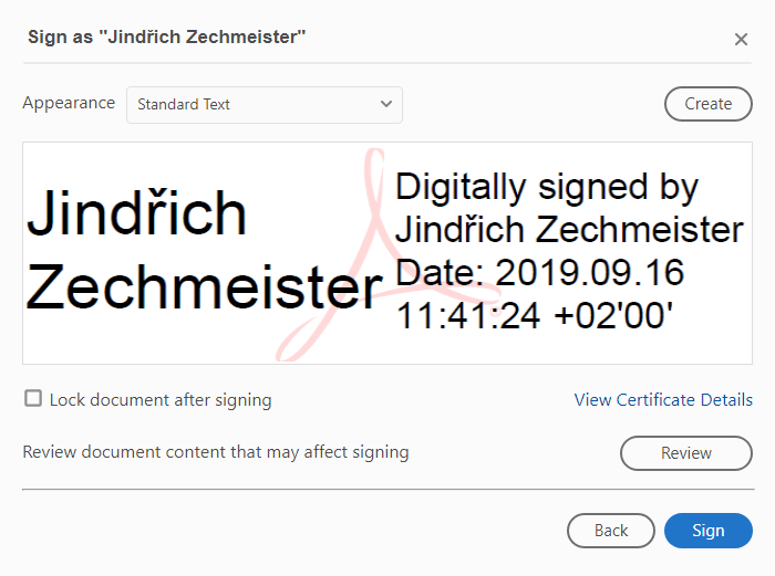 Signing in Adobe Reader