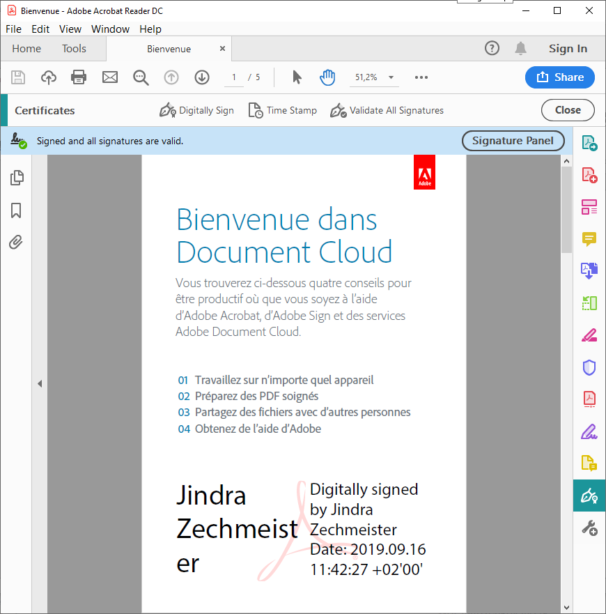 Signing in Adobe Reader