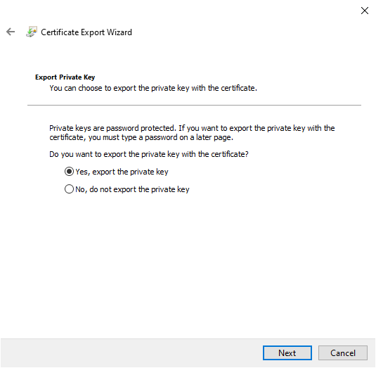 Export the private key as well