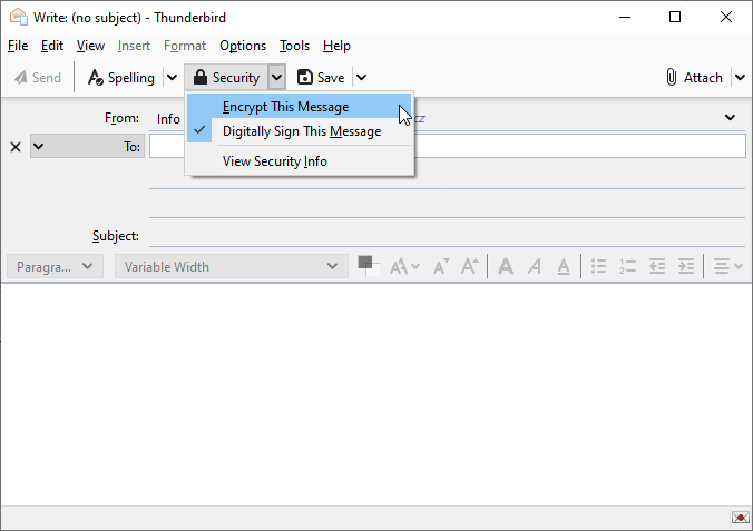 Message signature settings in Thunderbird